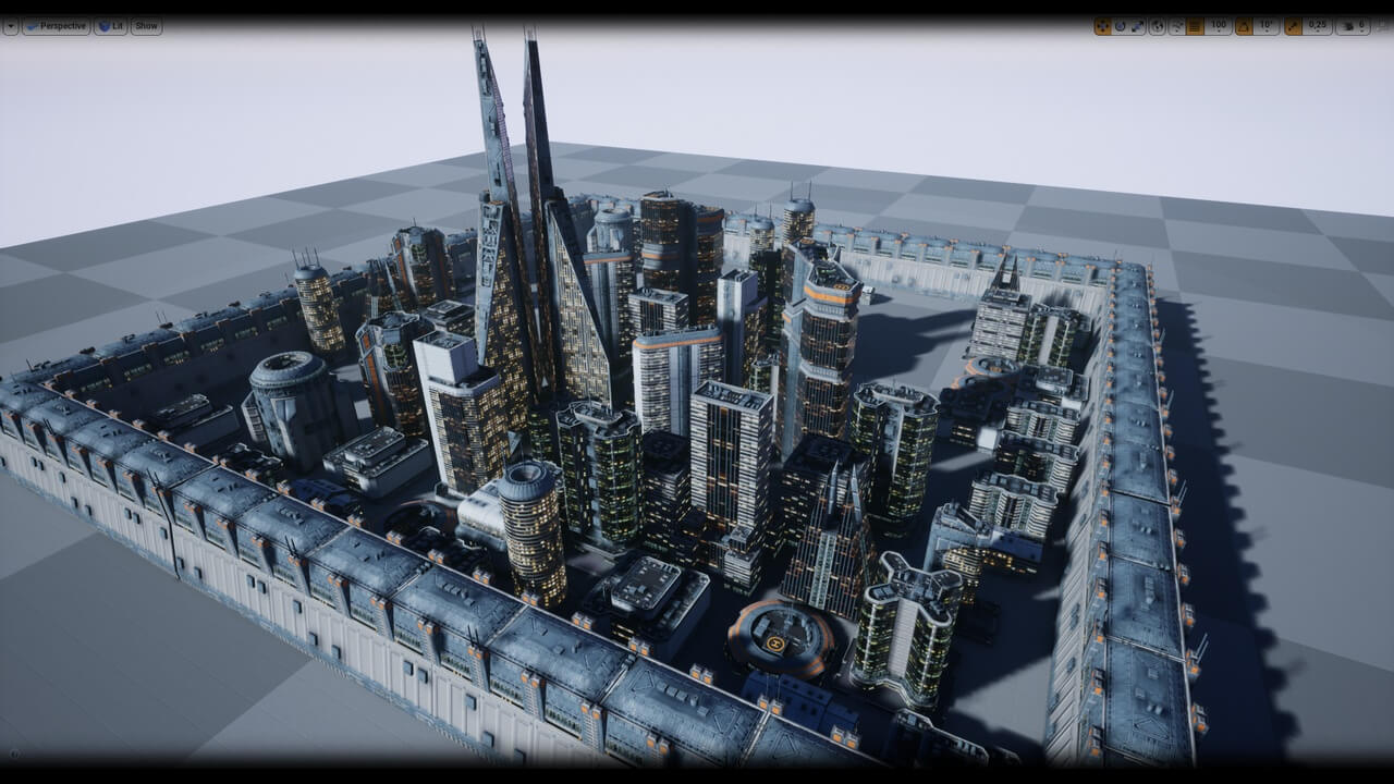 【UE虚幻资源】低模现代科幻建筑包-Low Poly Modern/Sci-Fi Building Models-IMAXCG
