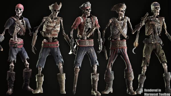 【UE资源】3D骷髅海盗模型包-Skeleton Pirate Bundle-IMAXCG