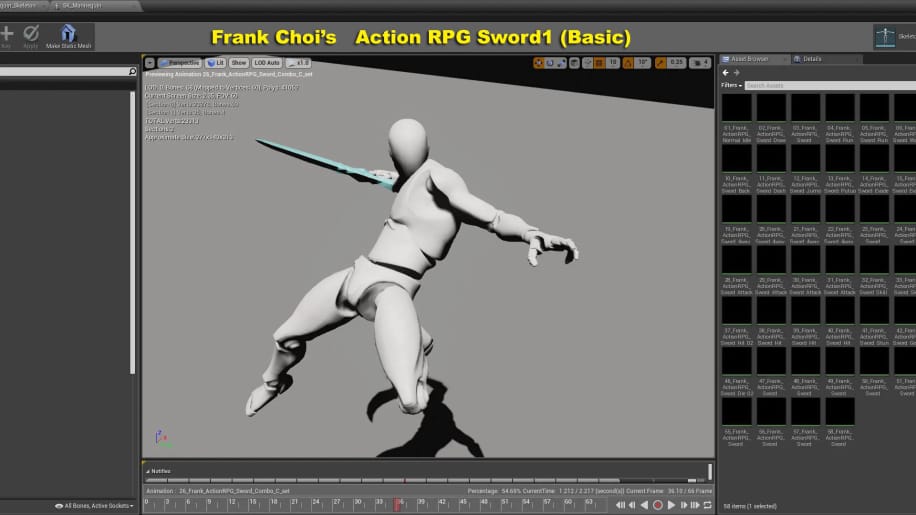 【UE资源】动作角色挥剑动画（基础套装）-Frank Action RPG Sword 1 (Basic Set)-IMAXCG