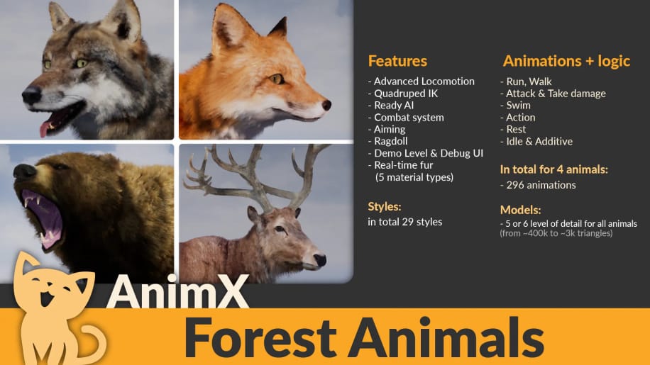 【UE资源】森林动物资源包-AnimX: Forest Animals-IMAXCG
