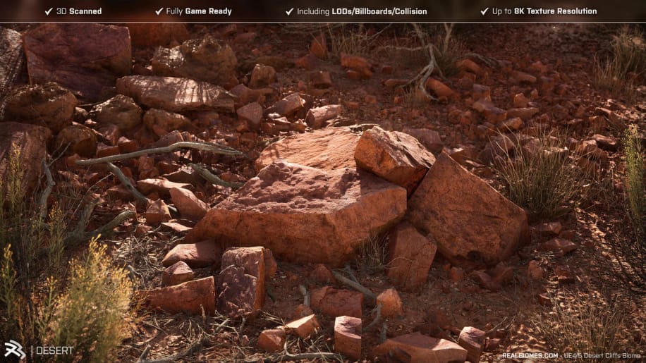 【UE资源】超写实的沙漠环境包-RealBiomes Desert Cliffs Biome – Monument Valley (Trees, Grass, Forest)-IMAXCG