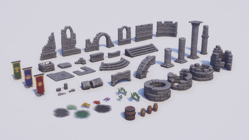 图片[3]-【UE虚幻资源】风格化石头废墟包-Stylized – Stone Ruins Pack-IMAXCG