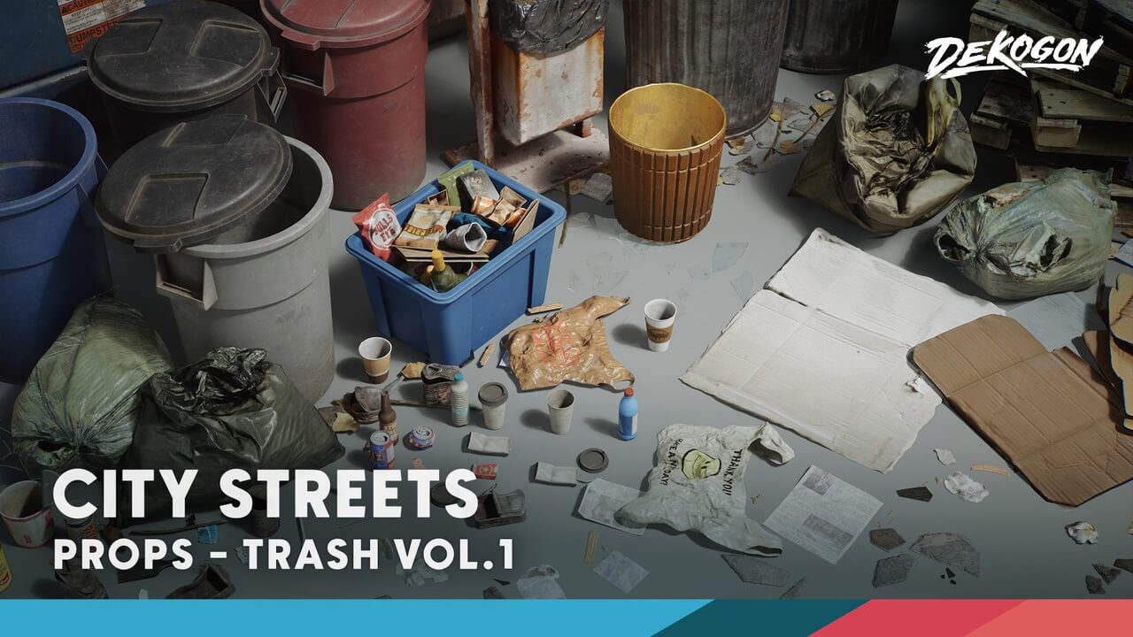 【UE虚幻资源】城市街道垃圾 Vol. 1-Trash VOL.1 – City Streets (Nanite and Low Poly Versions)-IMAXCG